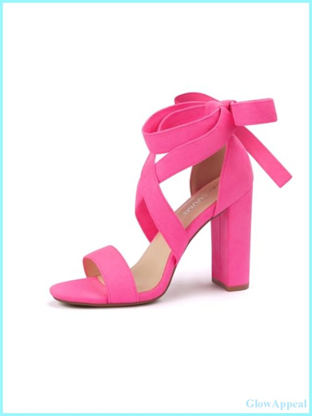 Women's Strappy Chunky Block Heeled Sandals Lace Up 4 Inch Heels Suede Casual
